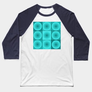 Aqua Geometric Circles and Squares Baseball T-Shirt